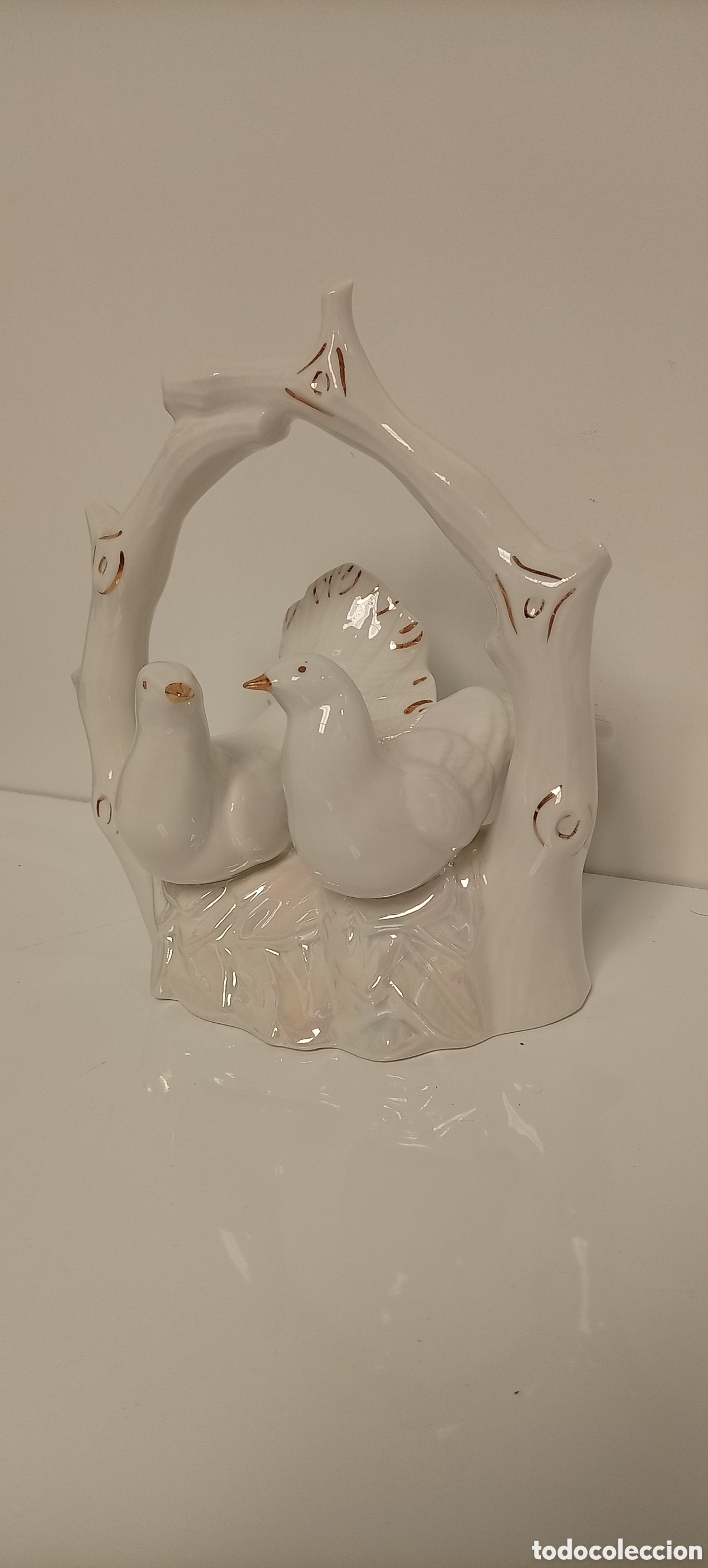 Vintage: .ESTATUA DE CER&Aacute;MICA DE DOS PALOMAS