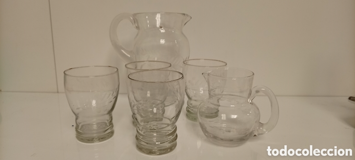 Vintage: .JUEGO DE JARRA Y VASOS VINTAGE