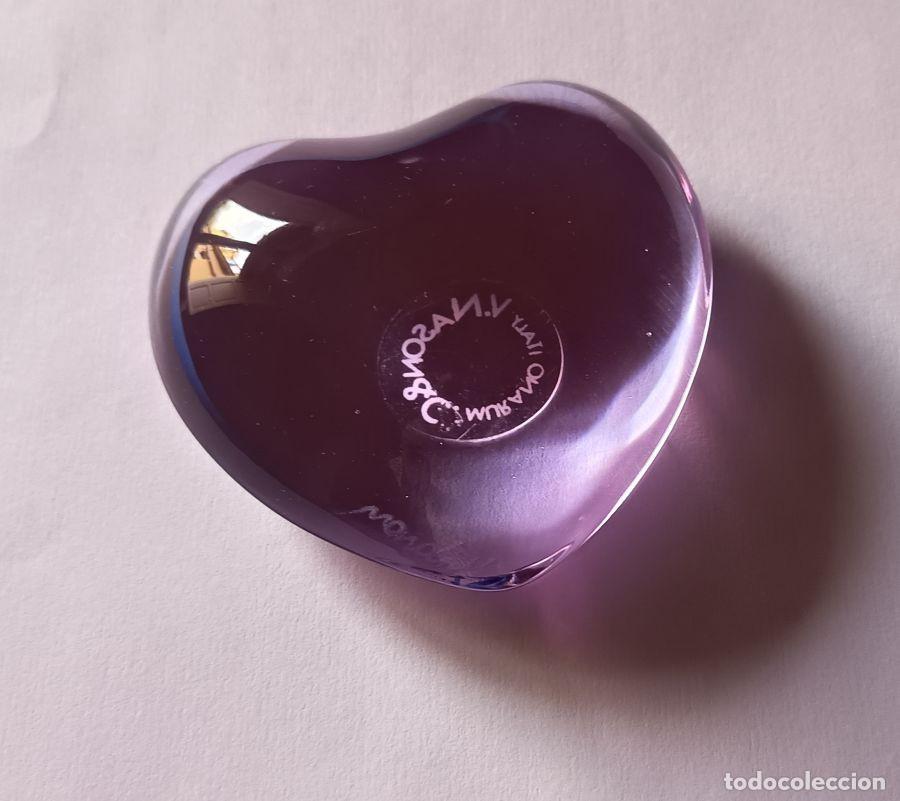 Vintage: PISAPAPELES EN FORMA CORAZ&Oacute;N LILA EN CRISTAL DE MURANO. V. NASON & CO. VINTAGE