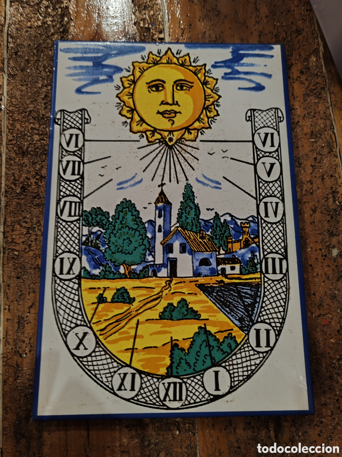 Vintage: Lote 9 azulejos reloj de sol