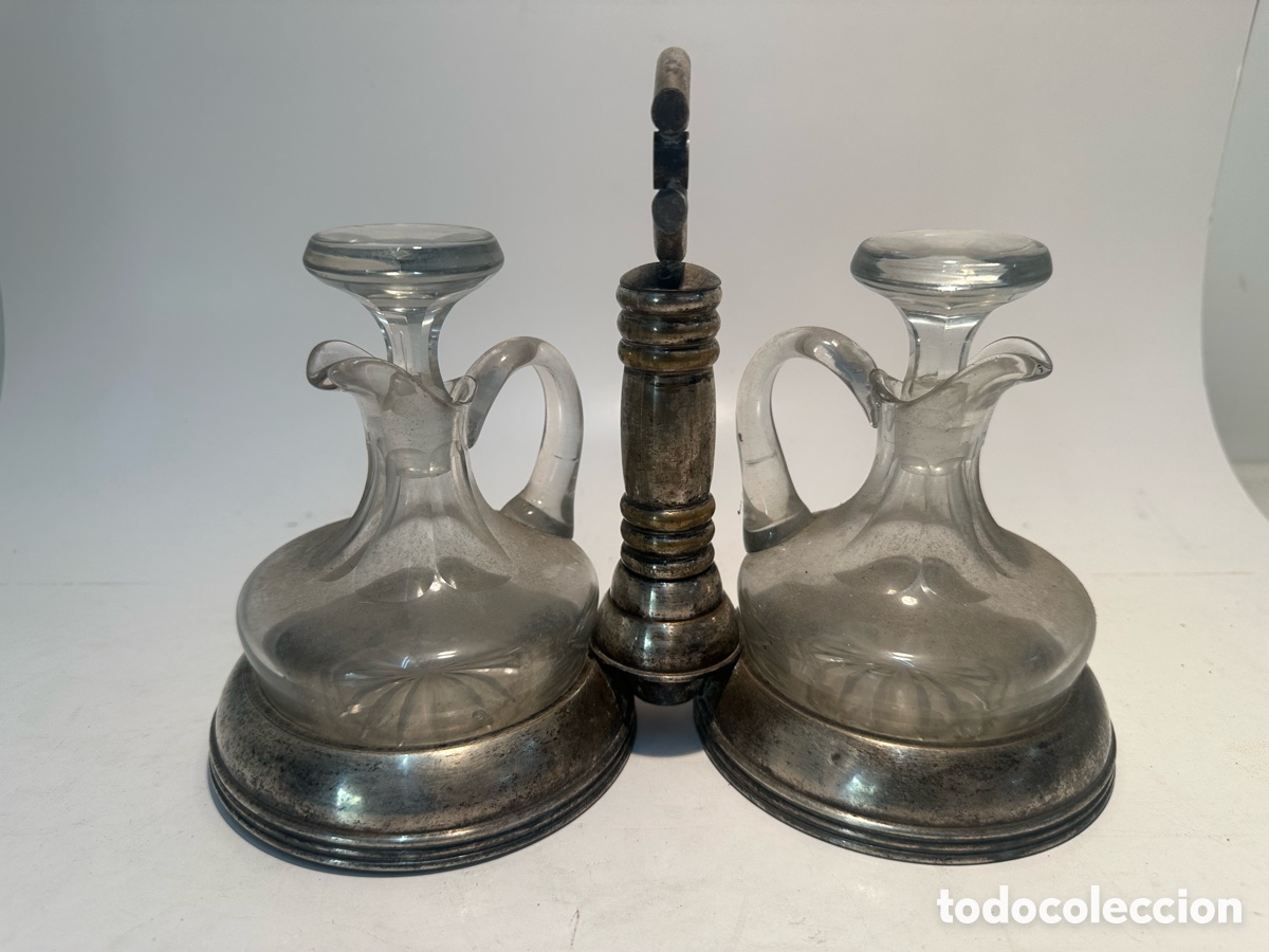 Vintage: ANTIGUAS VINAJERAS DE CRISTAL TALLADO SOPLADO.