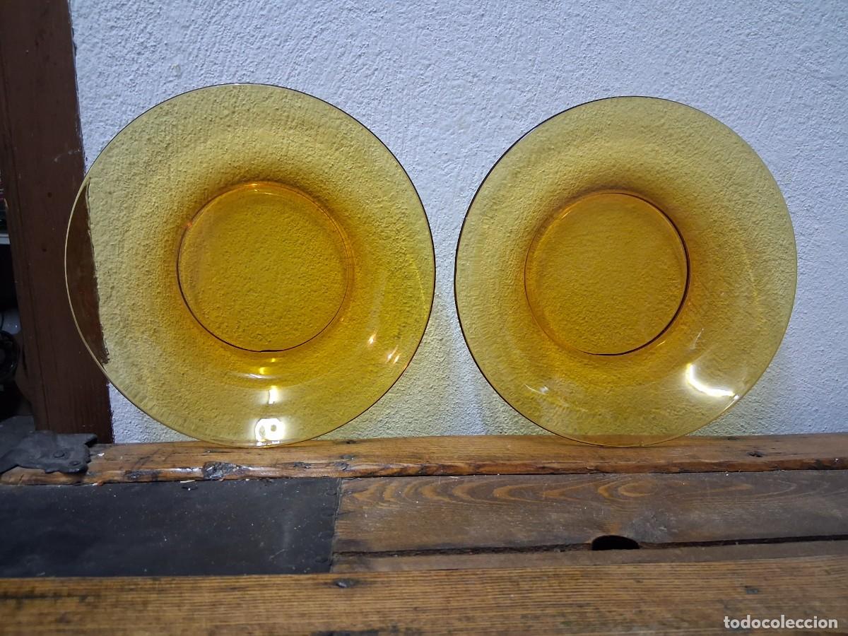 Vintage: 2 Platos hondos vereco Francia ambar marr&oacute;n