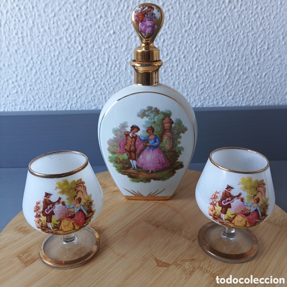 Vintage: Conjunto Vintage Licorera y 2 copas Finlesa Spain