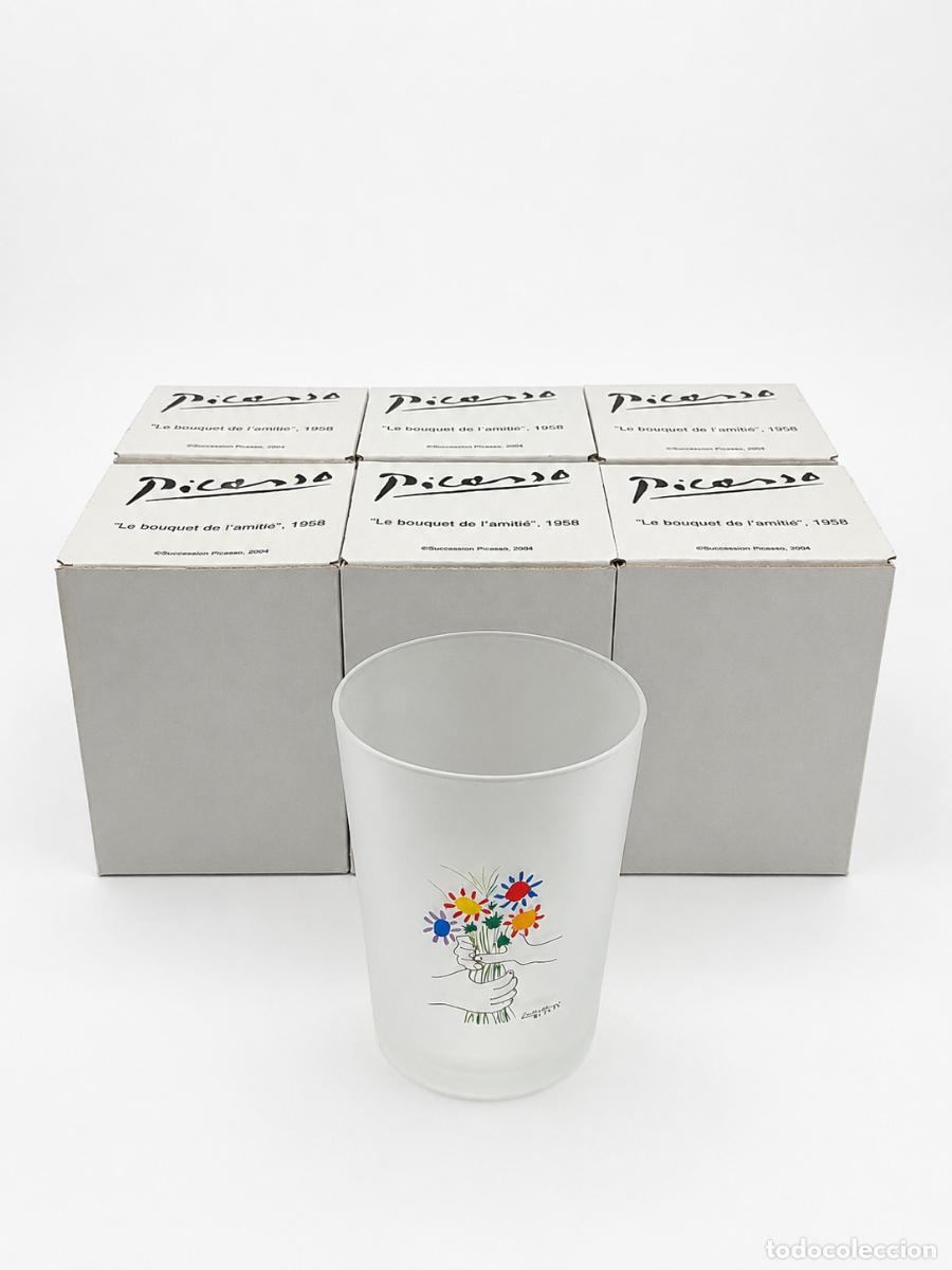 Vintage: LOTE DE 6 VASOS DE SIDRA. CRISTAL. DISE&Ntilde;O PICASSO. VER FOTOS