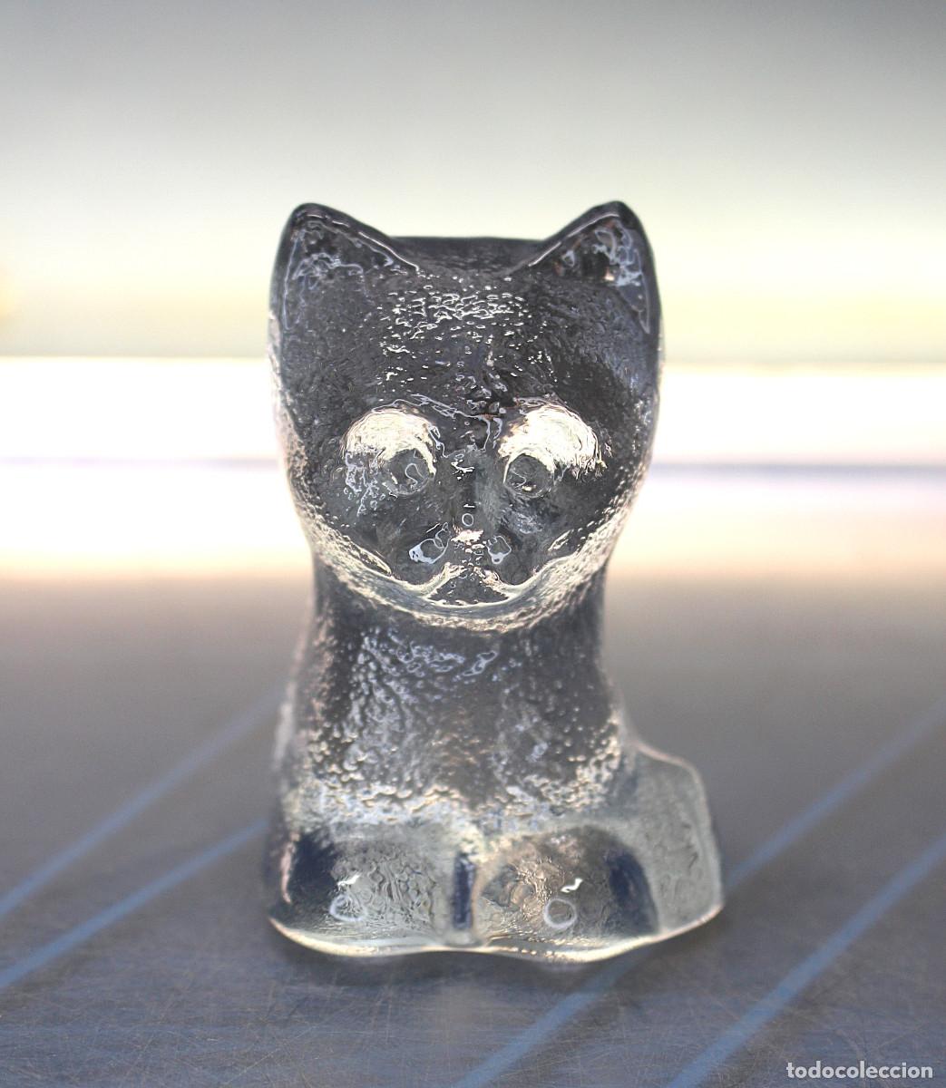 Vintage: Gato de cristal. Adorno, pisapapeles. &iquest;Kosta Boda? A&ntilde;os 70.