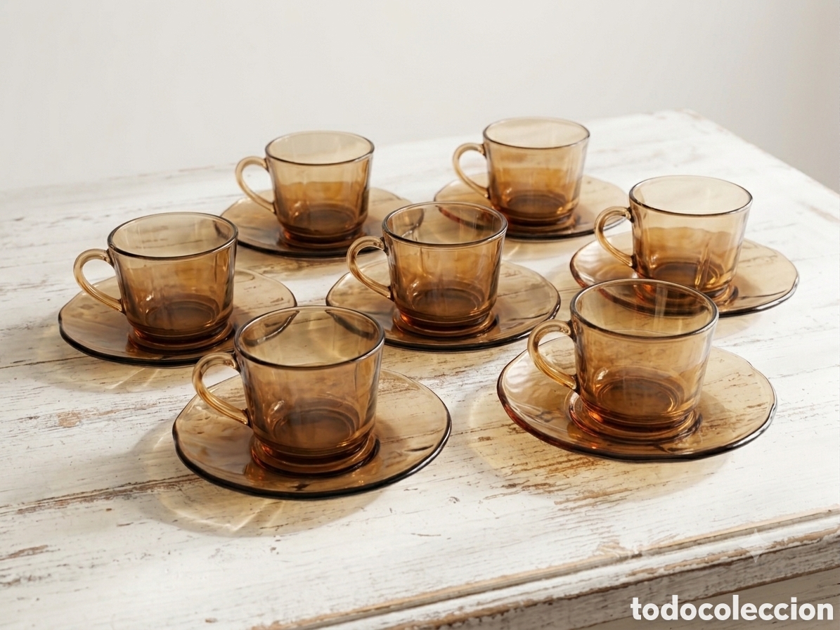 Vintage: Juego de caf&eacute; Duralex Spain tazas y platos