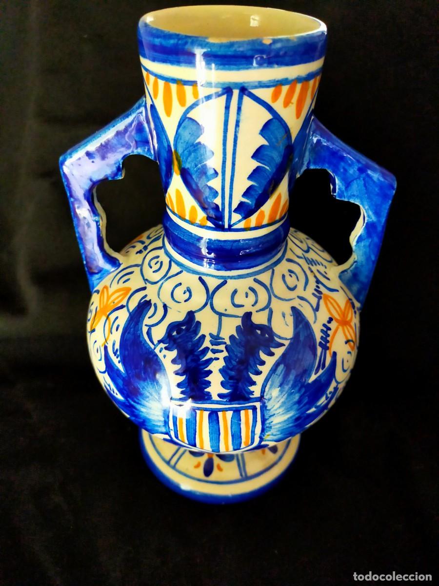 Vintage: JARR&Oacute;N O JARRA ARTESANAL MANISES EN CER&Aacute;MICA PINTADO A MANO. 900 GR.