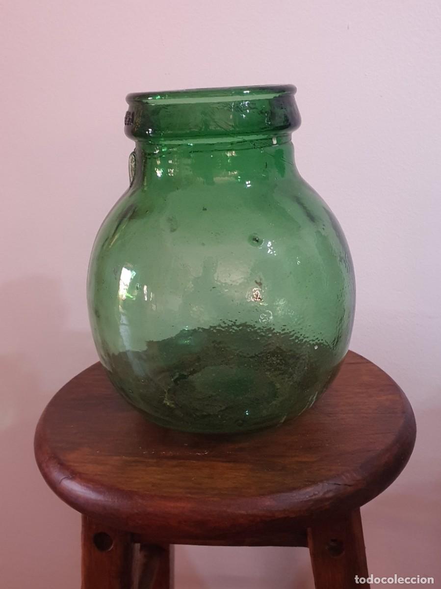 Vintage: Damajuana / Garrafa de vidrio verde Viresa a&ntilde;os 70 (24,5 cm)