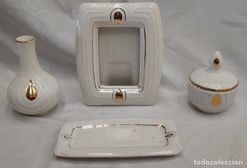 Vintage: JUEGO DE PORCELANA, MARCO, FLORERO, BANDEJA, CAJA