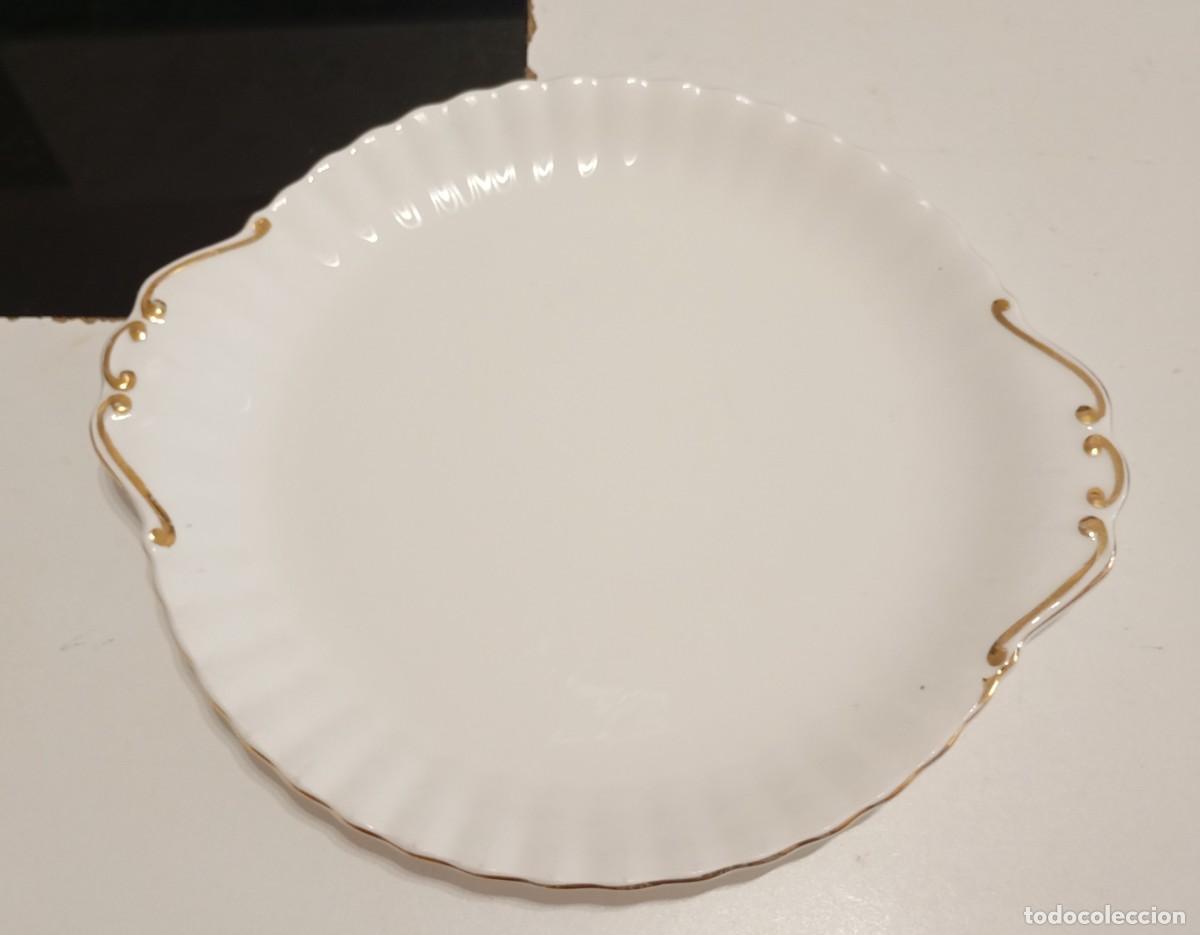 Vintage: BONITO PLATO CON ASAS PARA SERVIR TARTAS DE PORCELANA FINA,DE ROYAL ALBERT PATR&Oacute;N VAL D' OR,VINTAGE