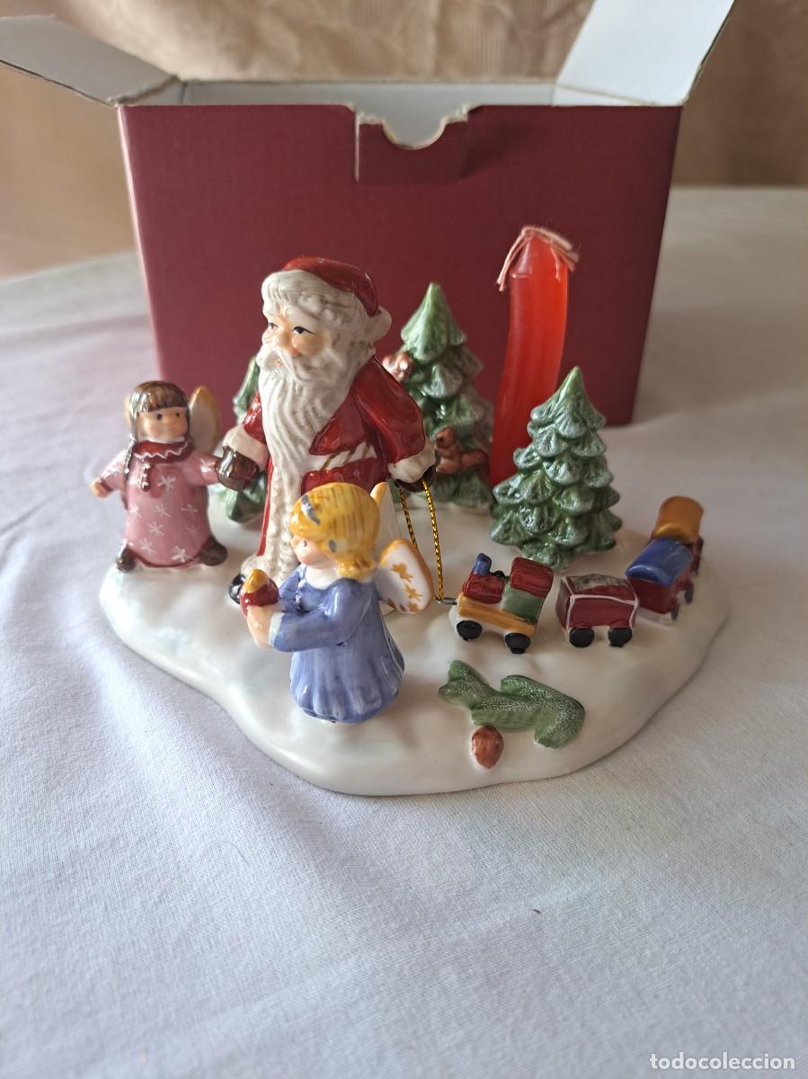 Vintage: Figura navide&ntilde;a de porcelana de la colecci&oacute;n de Villeroy & Boch,papa Noel y angelitos, caja original