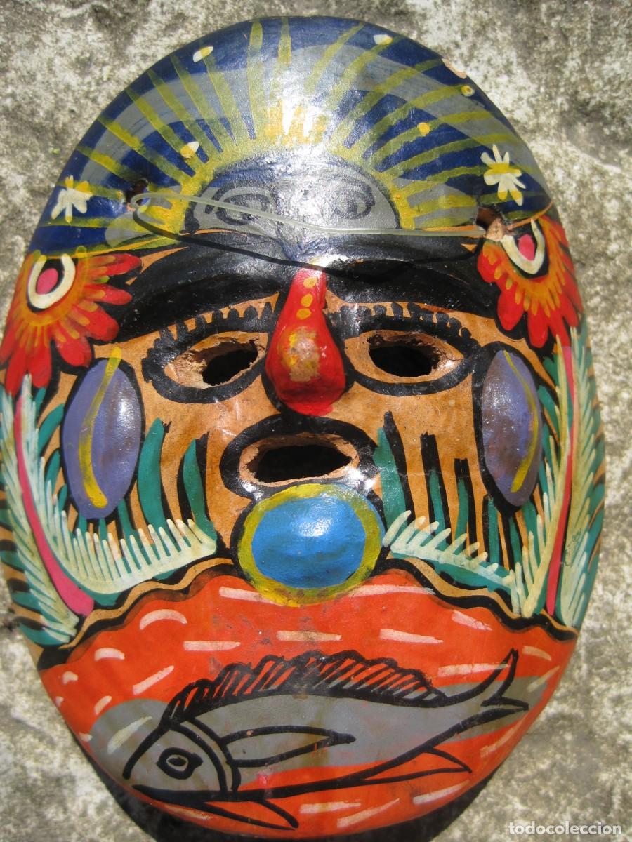 Vintage: M&Aacute;SCARA MEXICANA DE CER&Aacute;MICA POLICROMADA - BARRO