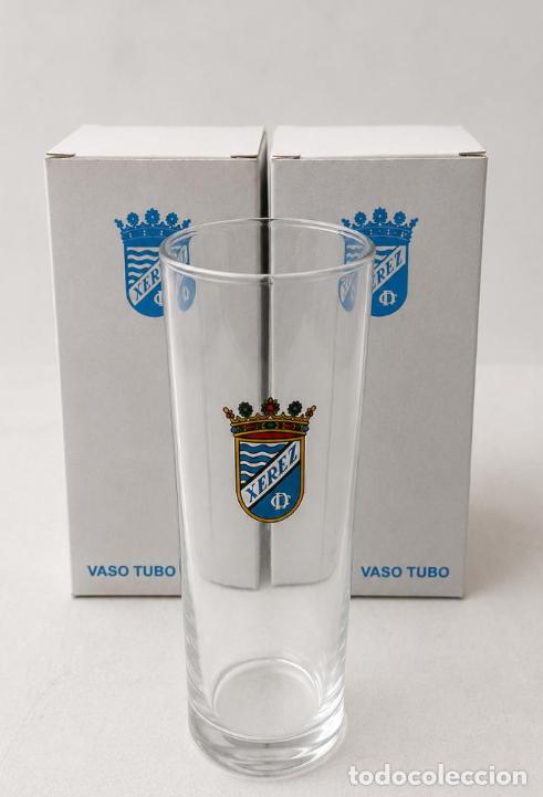 Vintage: LOTE DE 2 VASOS DE TUBO DEL XEREZ CLUB DEPORTIVO. VER FOTOS