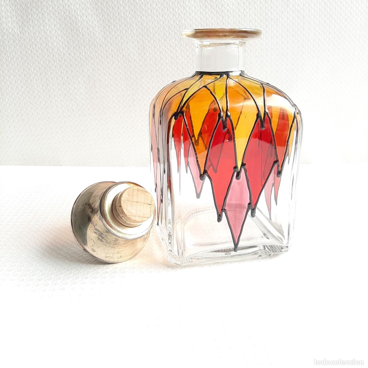 Vintage: Bottiglia De canter Vintage in Vetro Decorato a Mano Style Stained Glass (Anni '60/'70)