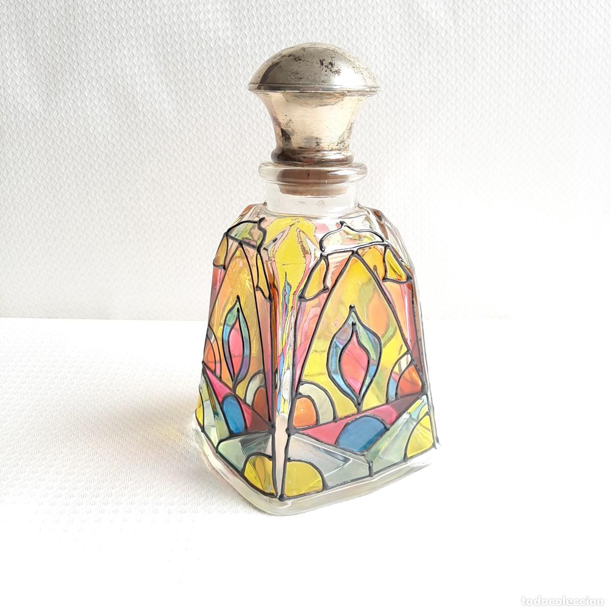 Vintage: Bottiglia Decanter Vintage in Vetro Decorato a Mano Style Stained Glass (Anni '60/'70)