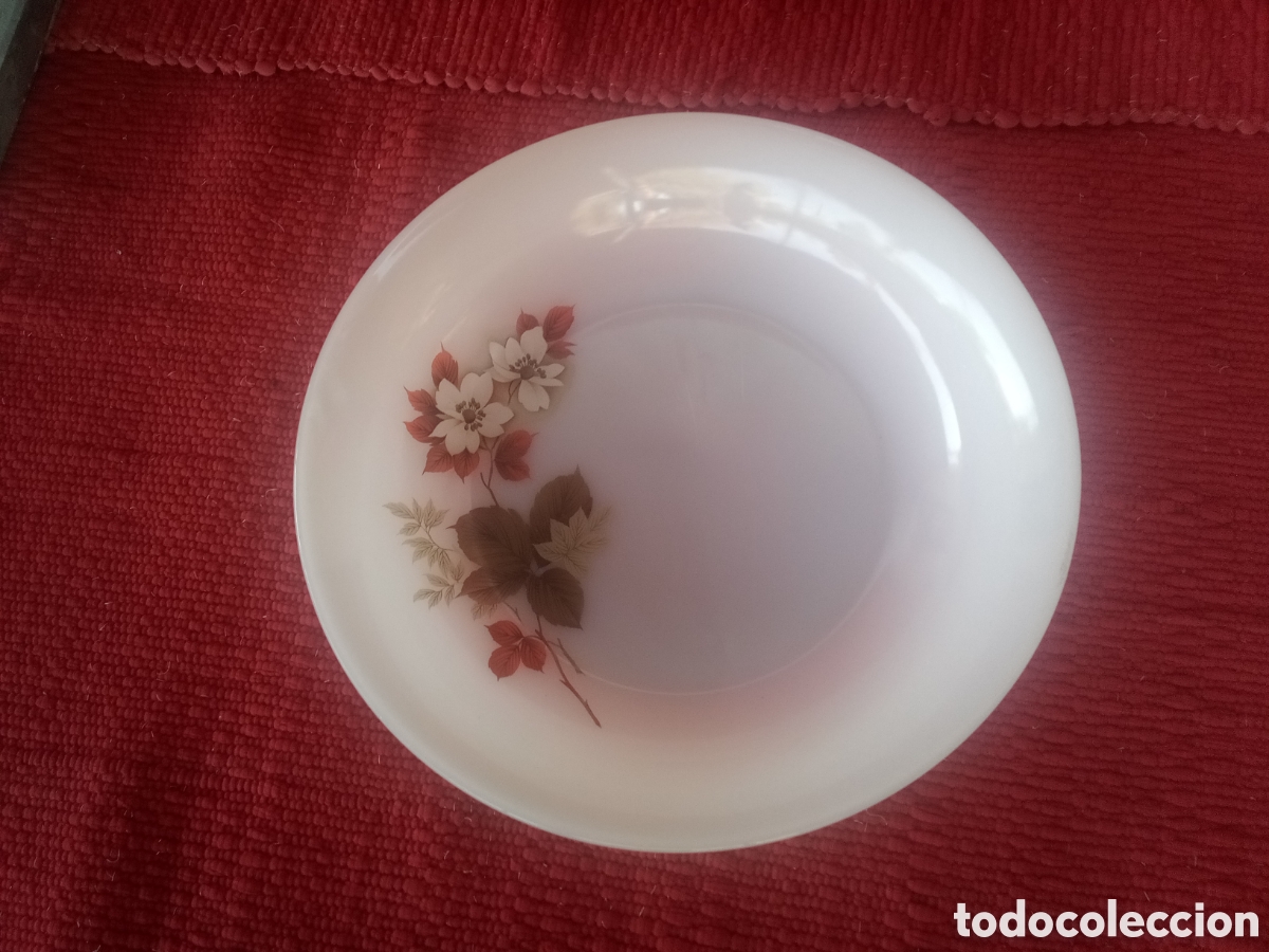 Vintage: FUENTE REDONDA HONDA OPALINA BLANCA FLOR ALMENDRO - ARCOPAL