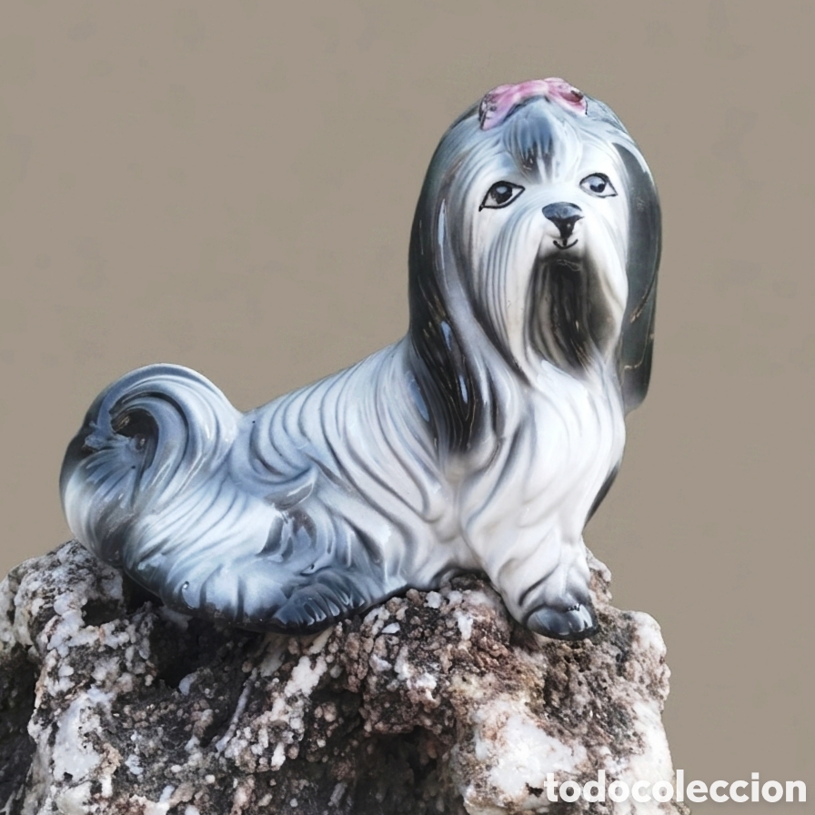 Vintage: FIGURA PERRO SHIHZ TZU CERAMICA - A&ntilde;os 1960 MANISES