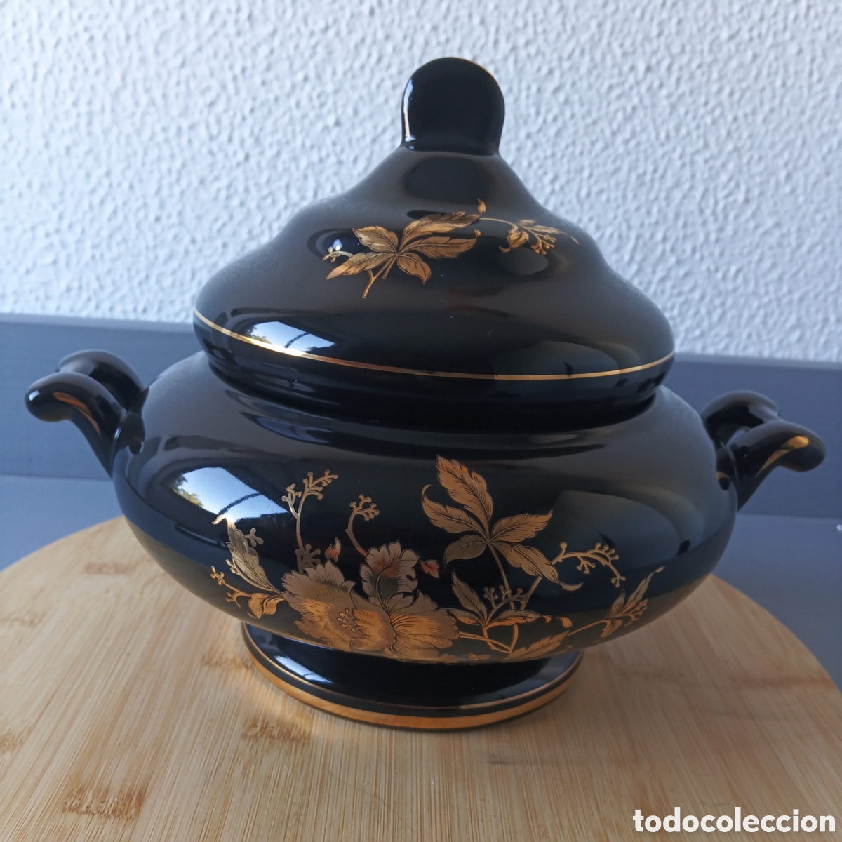 Vintage: Sopera Porcelana Decorada en Oro Vintage (a&ntilde;os 60-70)