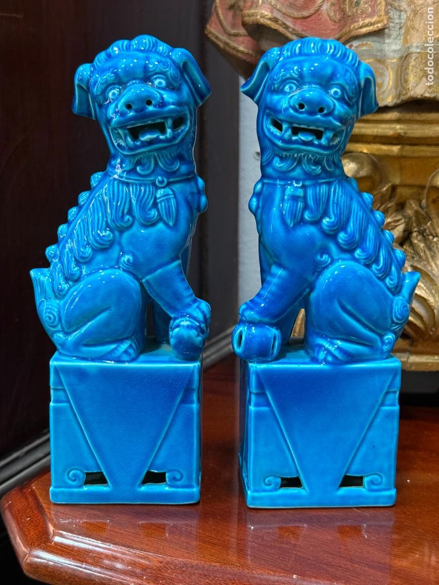 Vintage: PAREJA DE PERROS FOO DE CERAMICA - MEDIDA 20 CM - VINTAGE