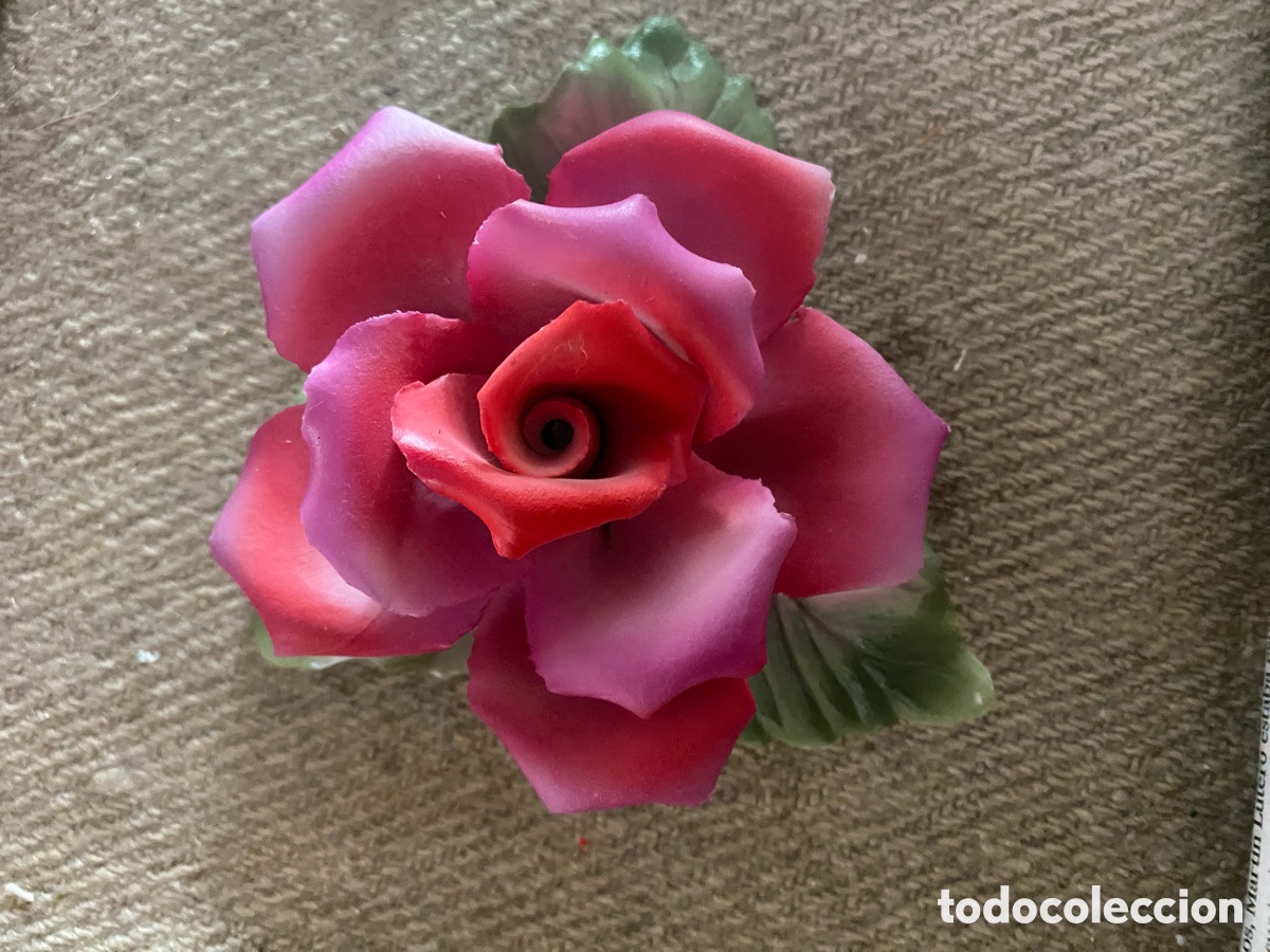 Vintage: Rosa de Porcelana Italiana Capodimonte Vintage - Sello Autenticidad &rdquo;N&rdquo; Coronada