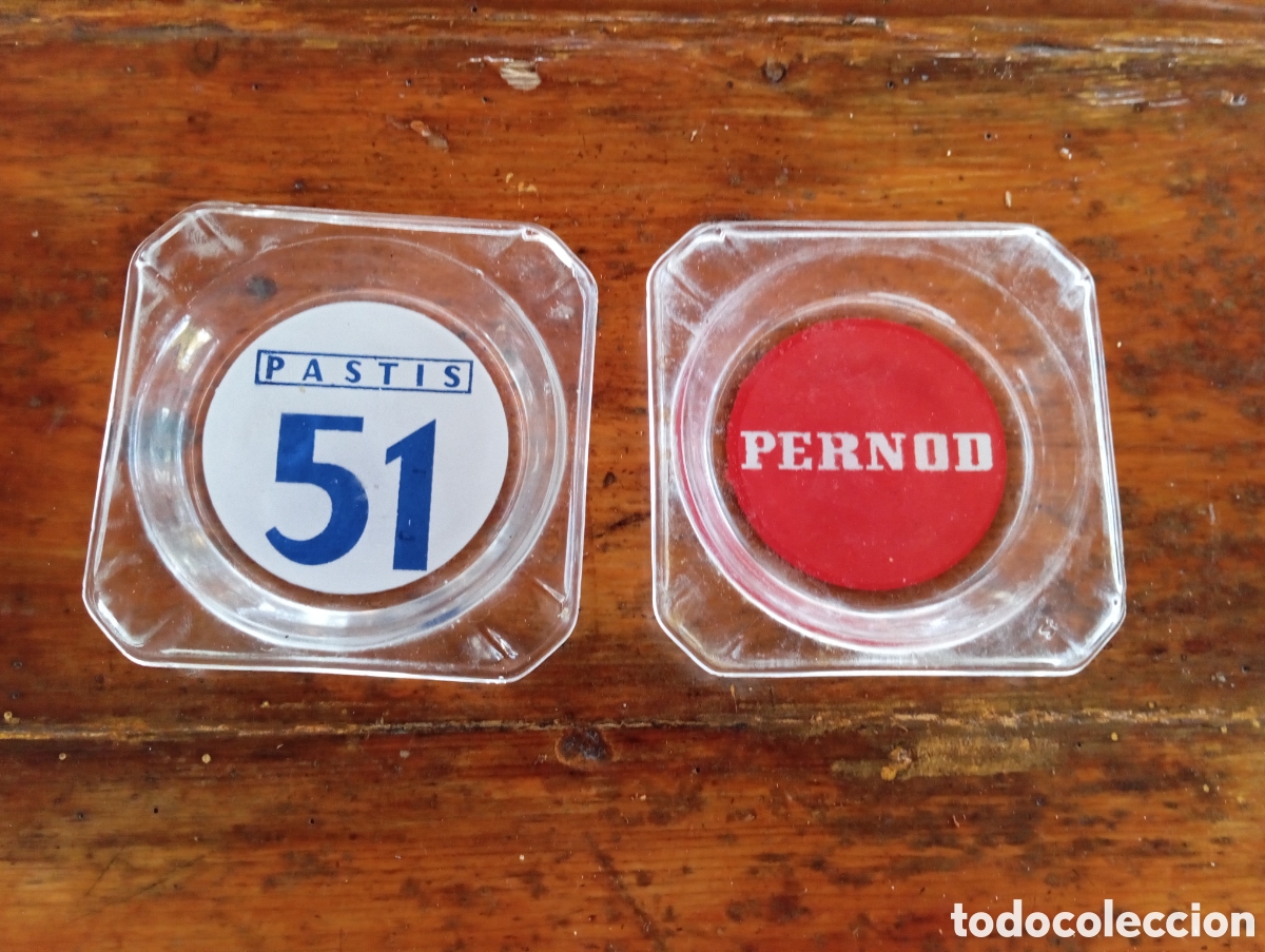 Vintage: LOTE DE DOS CENICEROS CRISTAL DE PERNOD Y PASTIS