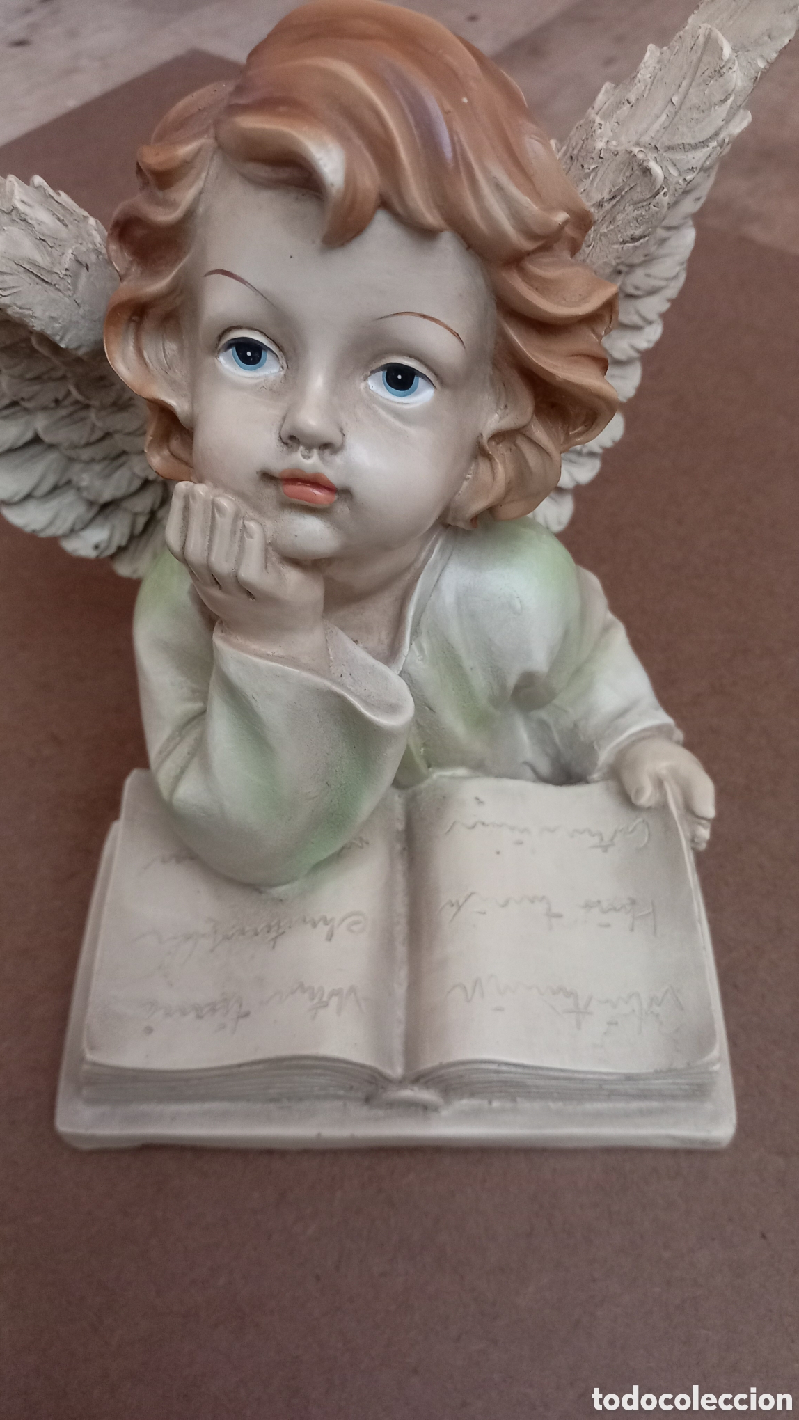 Vintage: Figura decorativa de un &aacute;ngel o querub&iacute;n en resina