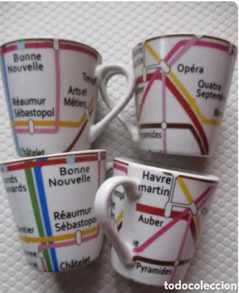 Vintage: 4 Tazas cafe Metro Par&iacute;s
