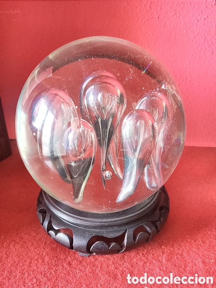 Vintage: GRAN BOLA DE CRISTAL CON BURBUJAS DENTRO MUY ORIGINAL Y BONITA.