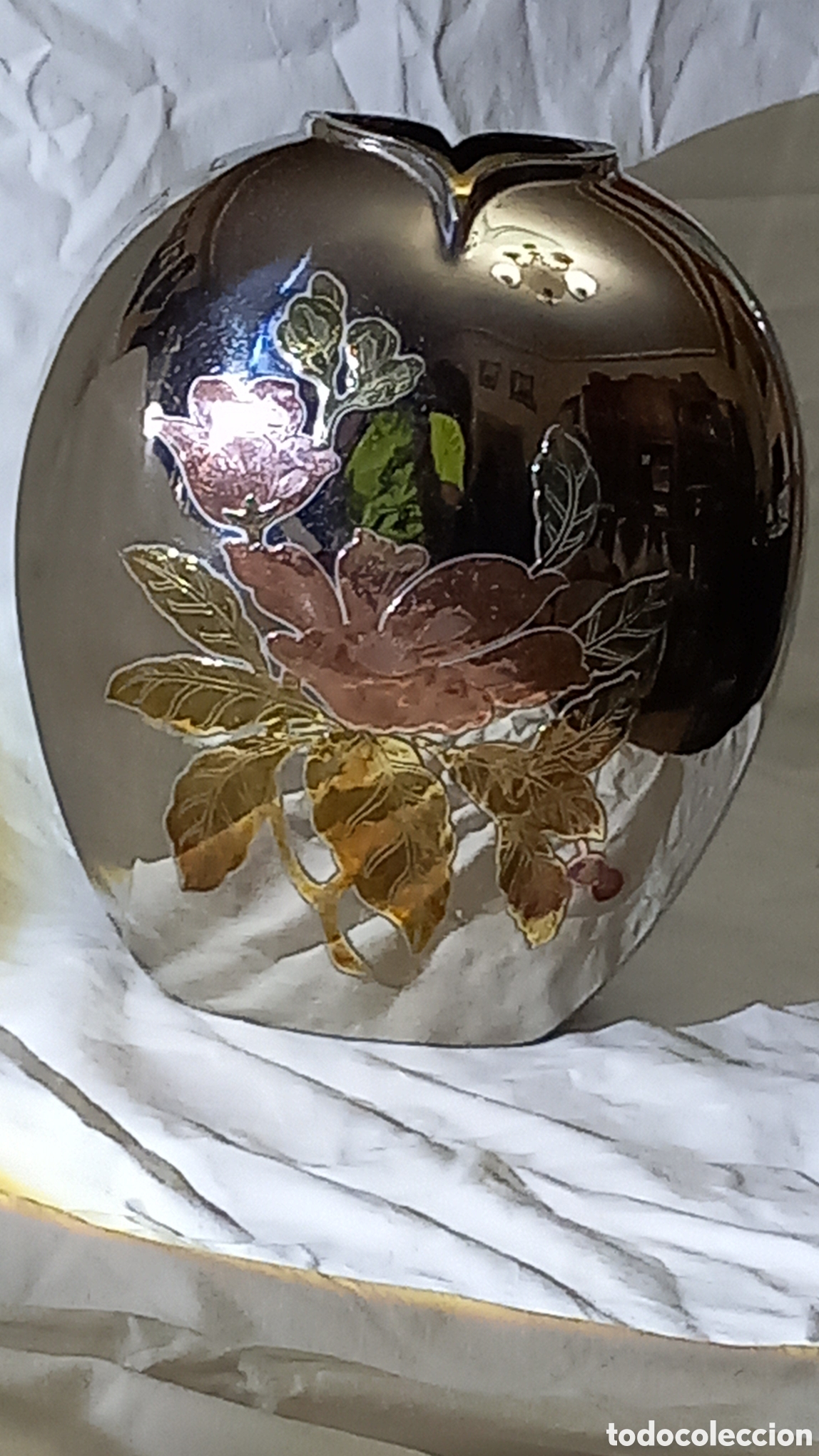 Vintage: Magn&iacute;fico Jarr&oacute;n / Florero Vintage de Metalister&iacute;a Art&iacute;stica &ndash; Gran Formato y Peso (2,3 kg)