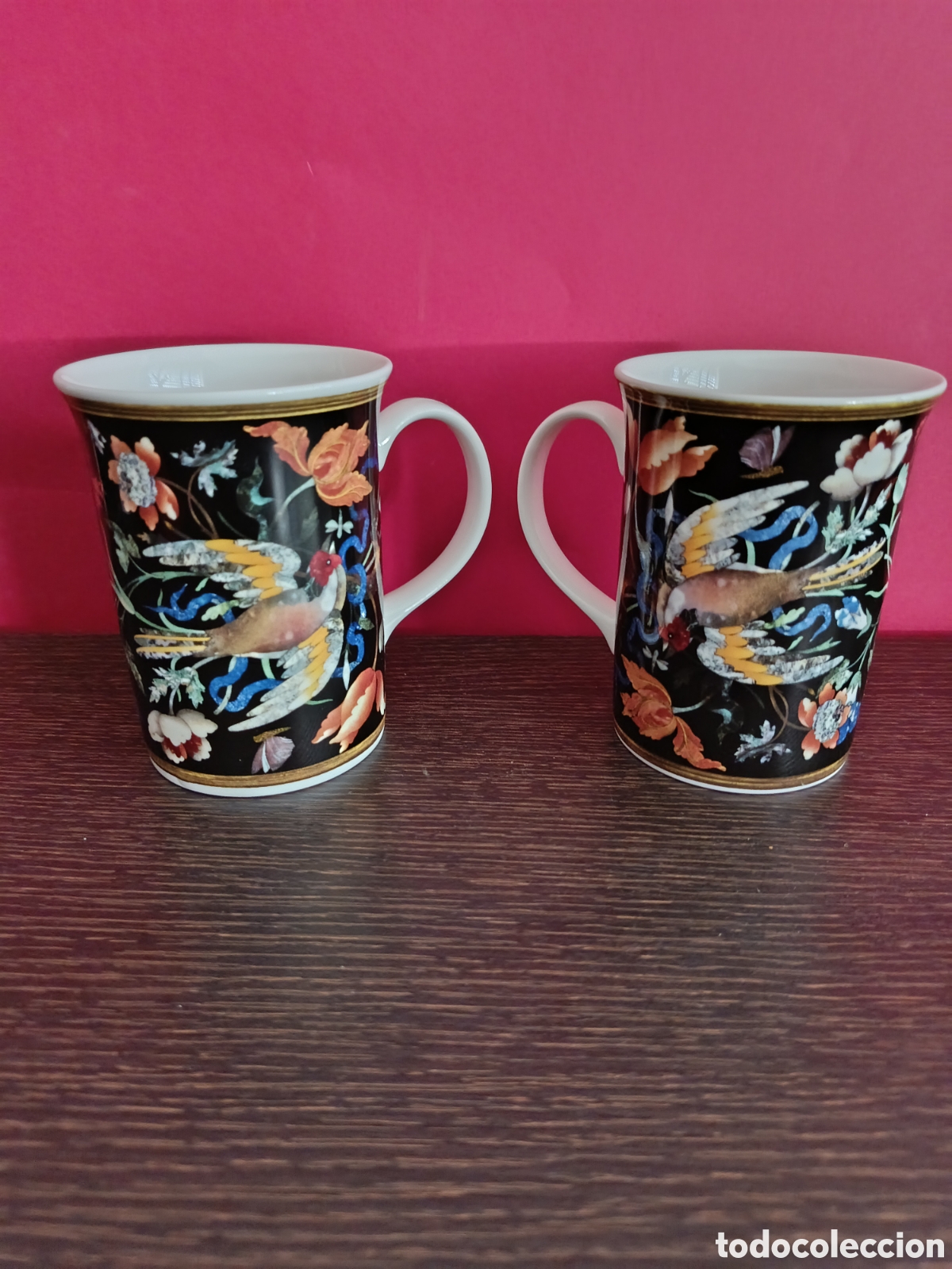 Vintage: Lote de dos tazas de porcelana bone china