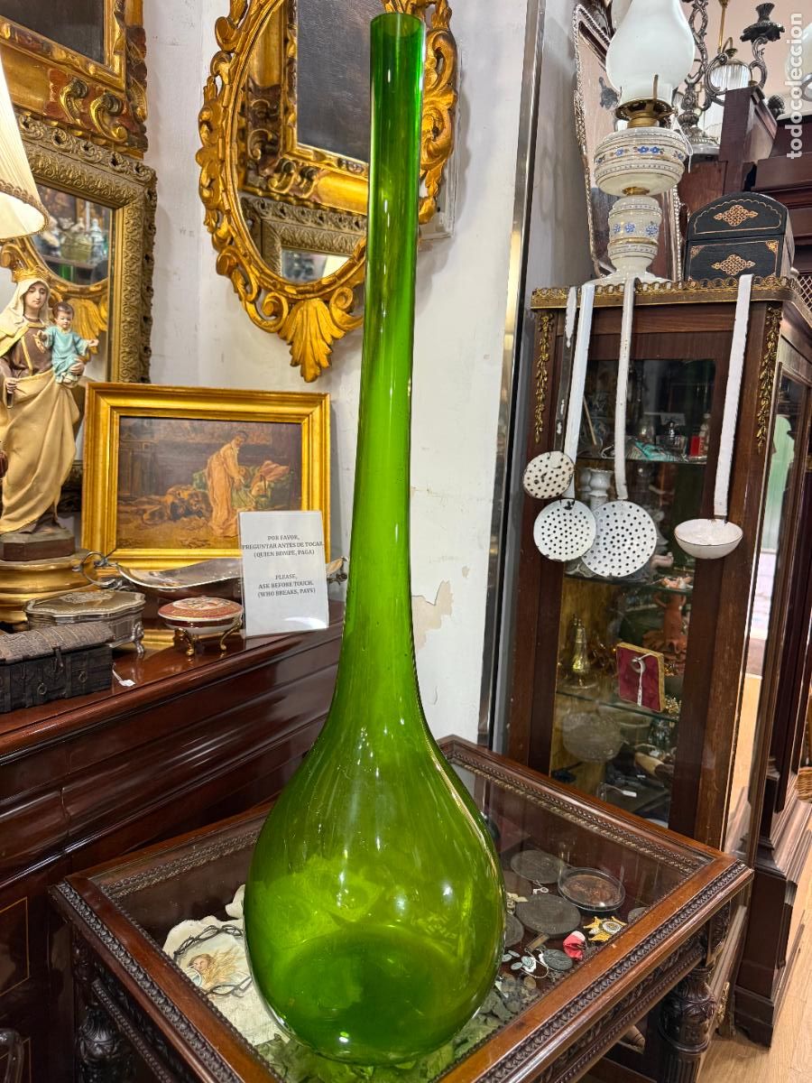 Vintage: PRECIOSO JARRON DE CRISTAL SOPLADO A&Ntilde;OS 70 - MEDIDA 83 CM - VINTAGE