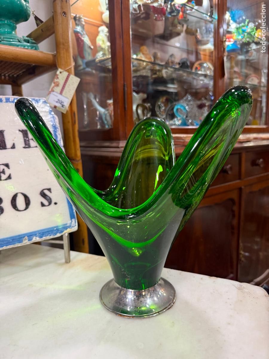 Vintage: CENTRO DE MESA CRISTAL DE MURANO - MEDIDA 28X28 CM - VINTAGE