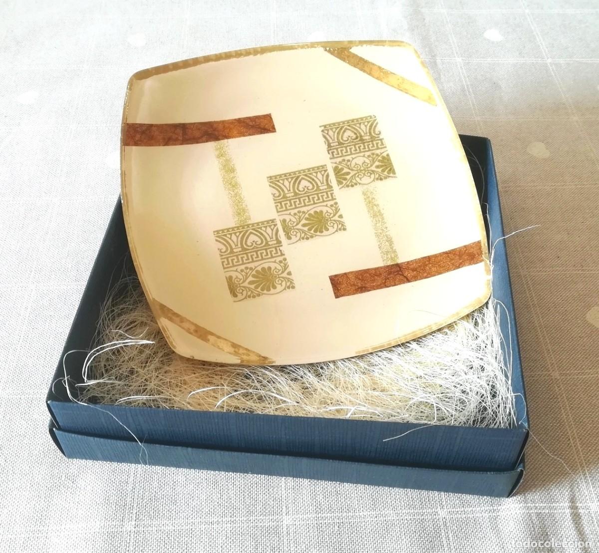 Vintage: Plato cuadrado art&iacute;stico vintage, vaciador de bolsillo de vidrio decorado