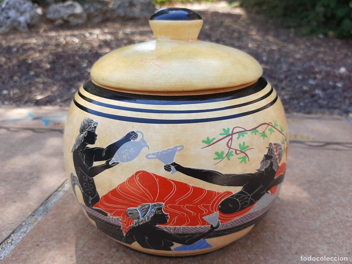 Vintage: Bombonera / caja decorativa cer&aacute;mica con tapa, estilo cl&aacute;sico griego &ndash; vintage
