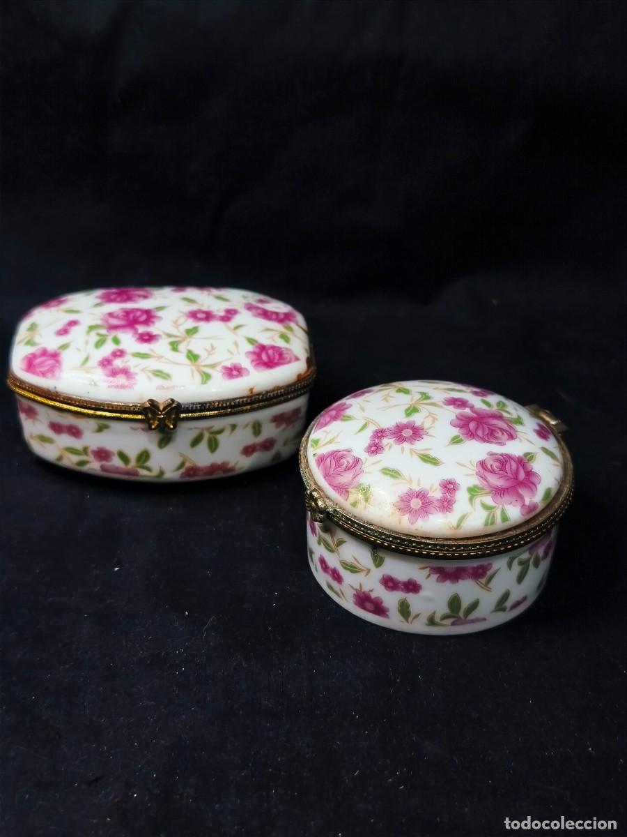 Vintage: duo de cajitas de porcelana 8cm y 6cm