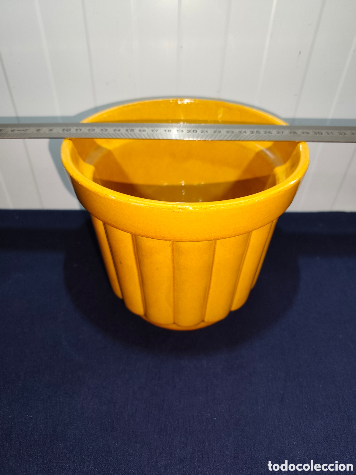 Vintage: Maceta / Tiesto Vintage de Cer&aacute;mica Esmaltada Amarilla (26 cm &Oslash;)