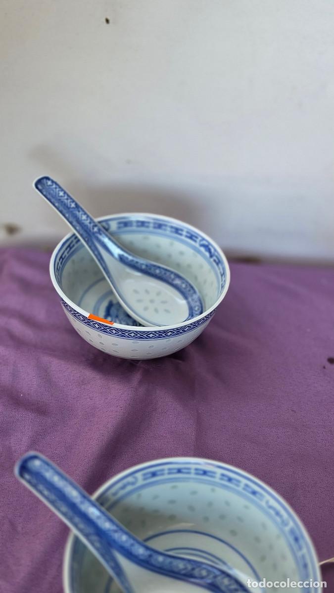 Vintage: cuenco de porcelana orienta y cuchara