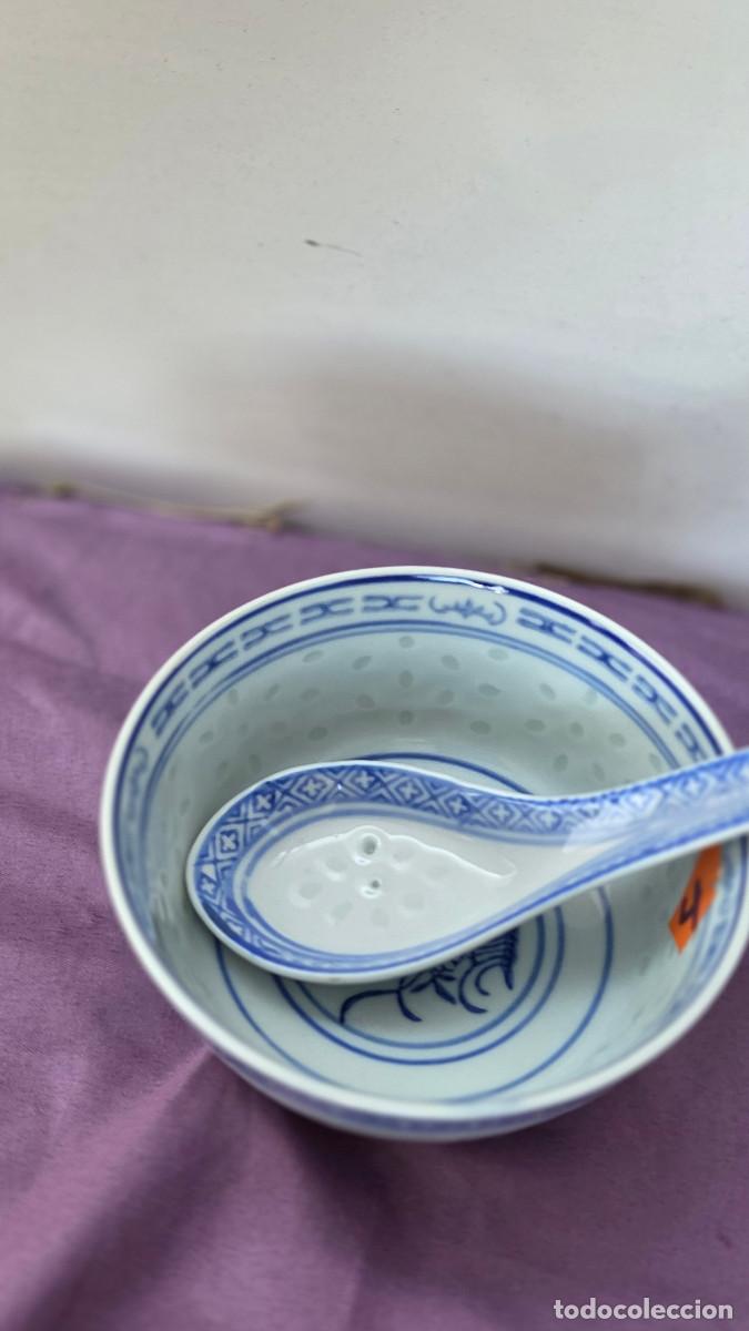 Vintage: cuenco de porcelana orienta y cuchara