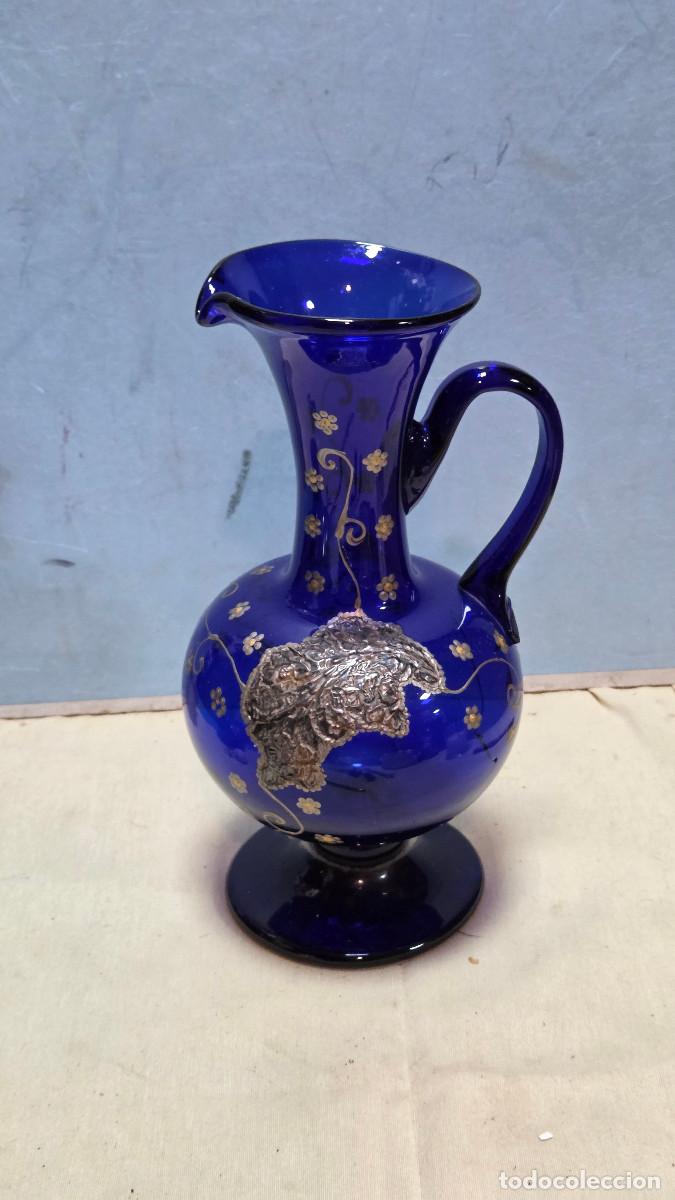 Vintage: jarron de cristal azul