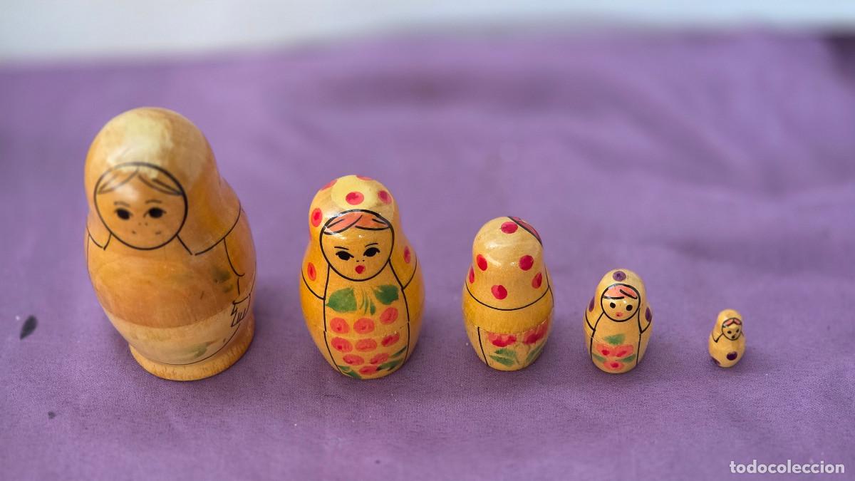 Vintage: 5 mu&ntilde;ecas rusas de madera