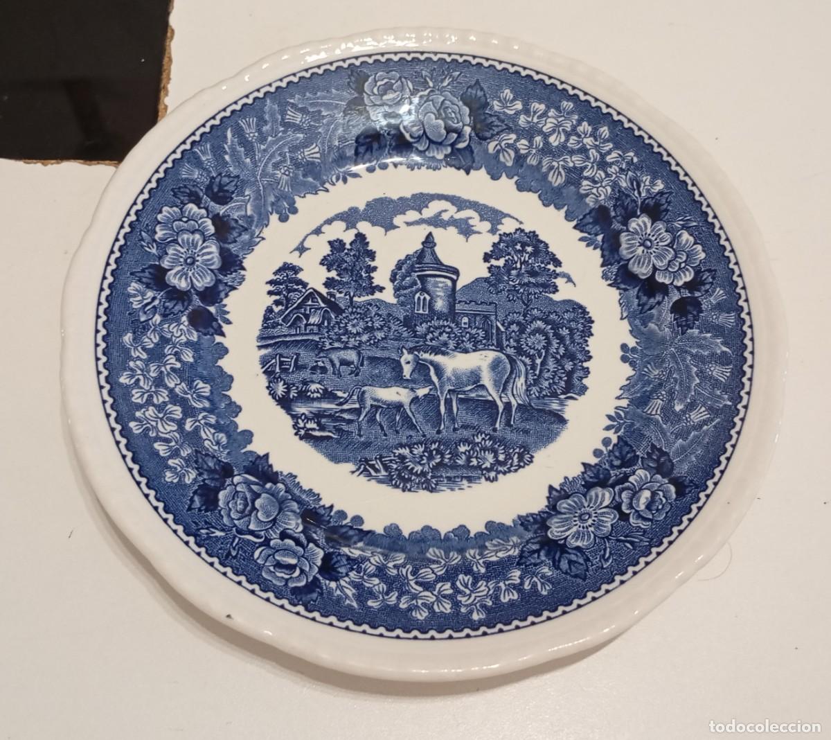 Vintage: PLATO DE CER&Aacute;MICA AZUL-BLANCO,DE ADAMS, IRONSTONE ENGLISH SCENIC,DE LOS A&Ntilde;OS 1966-84