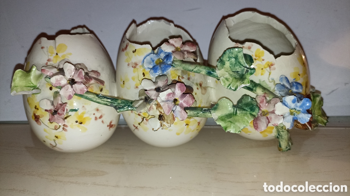 Vintage: Centro de mesa triple vintage - Cer&aacute;mica/Porcelana forma Huevo 22 cm