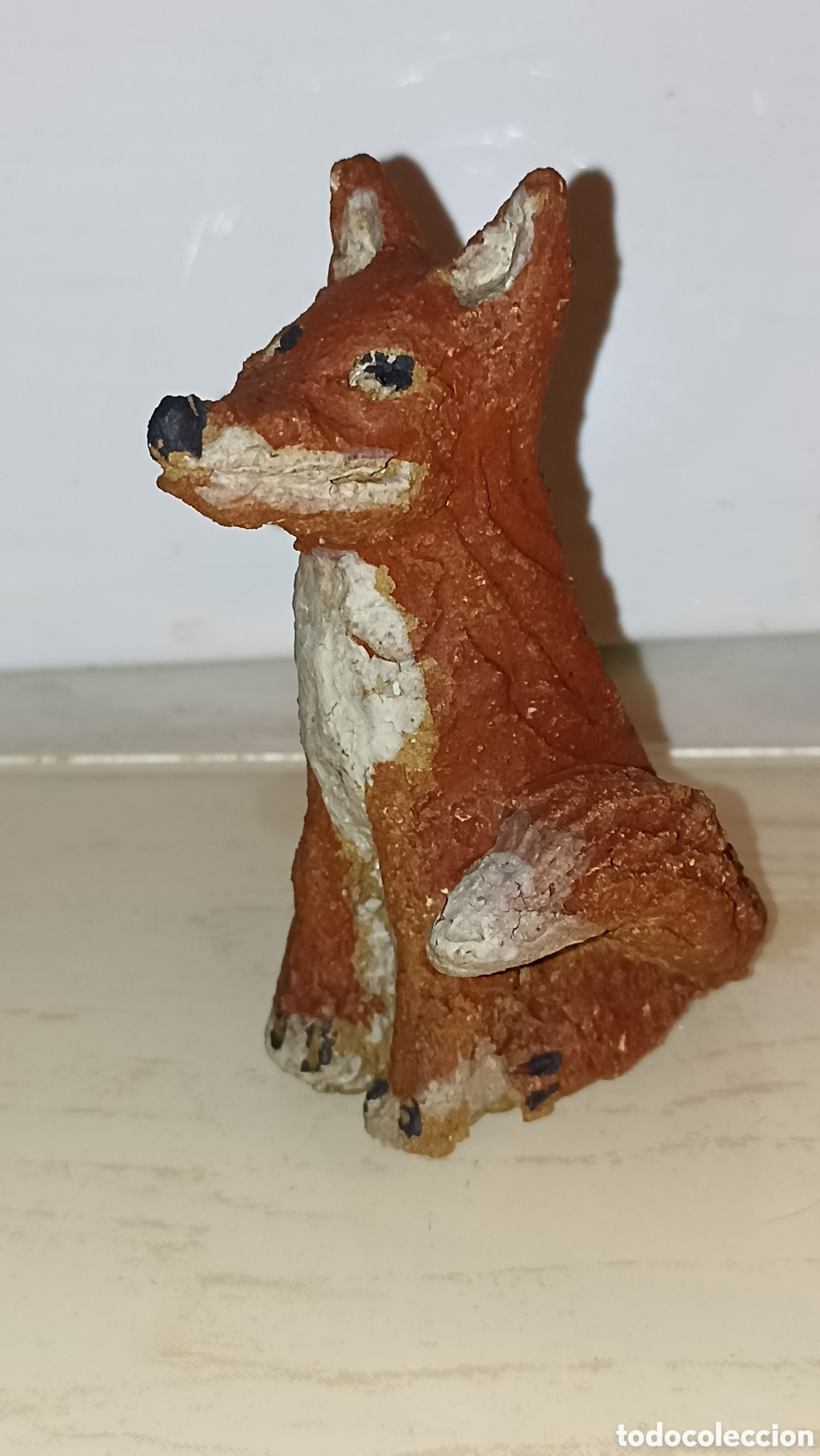 Vintage: Figura de Zorro en Barro / Cer&aacute;mica Artesanal (9 cm)