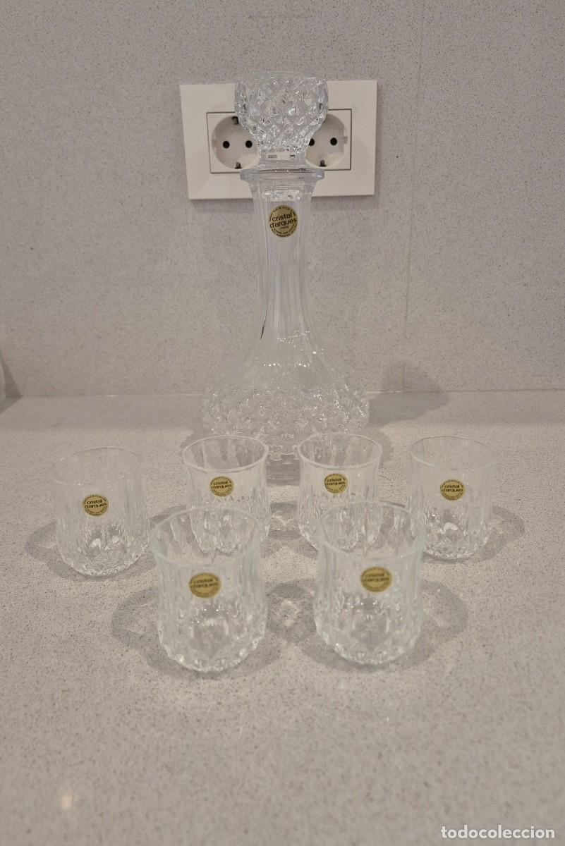 Vintage: Juego licorera de cristal vintage + 6 Vasos