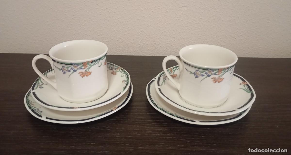 Vintage: BONITO JUEGO DE DOBLE TR&Iacute;O DE T&Eacute; DE PORCELANA FINA ROYAL DOULTON PATR&Oacute;N JUNO, VINTAGE