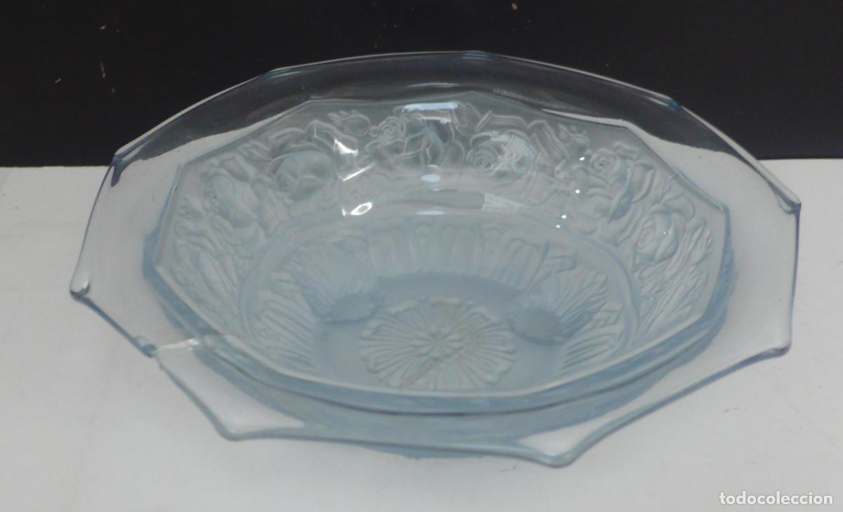 Vintage: PLATO DE CRISTAL EN COLOR AZUL
