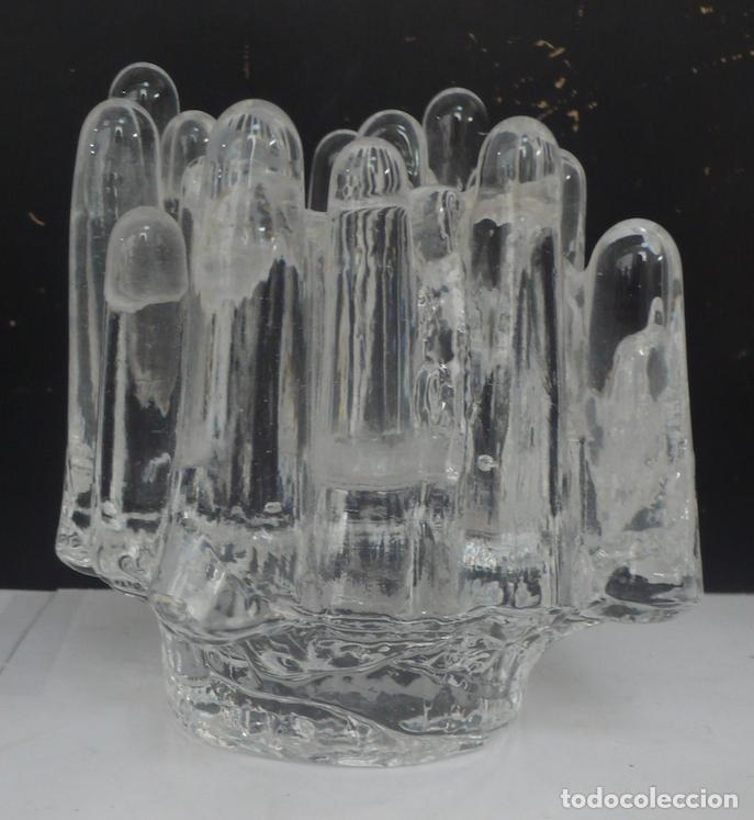 Vintage: PORTAVELA EN CRISTAL TRANSPARENTE