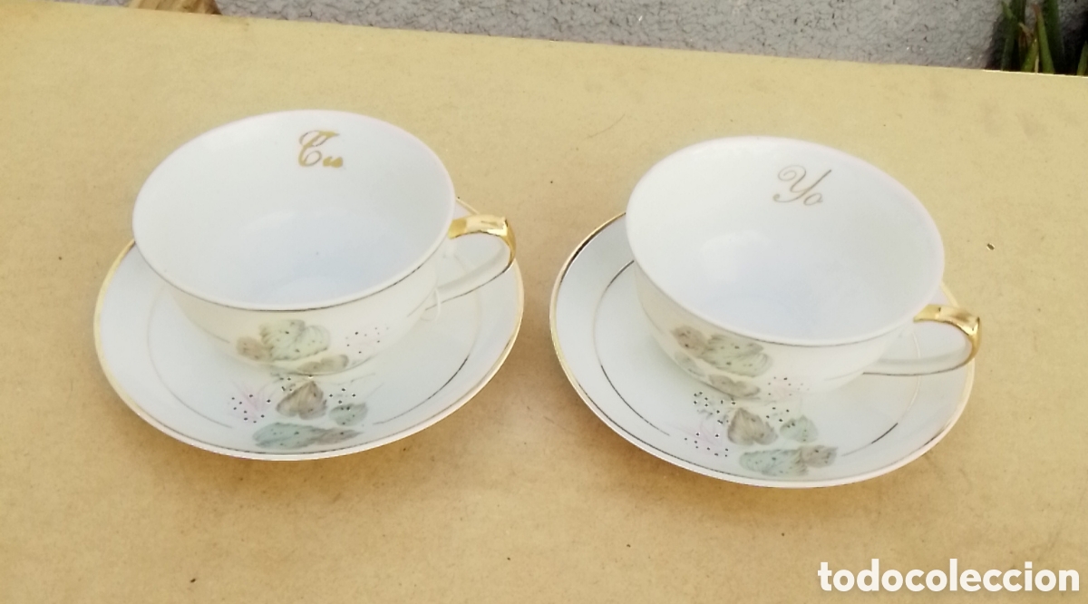 Vintage: Tazas de desayuno tu y yo