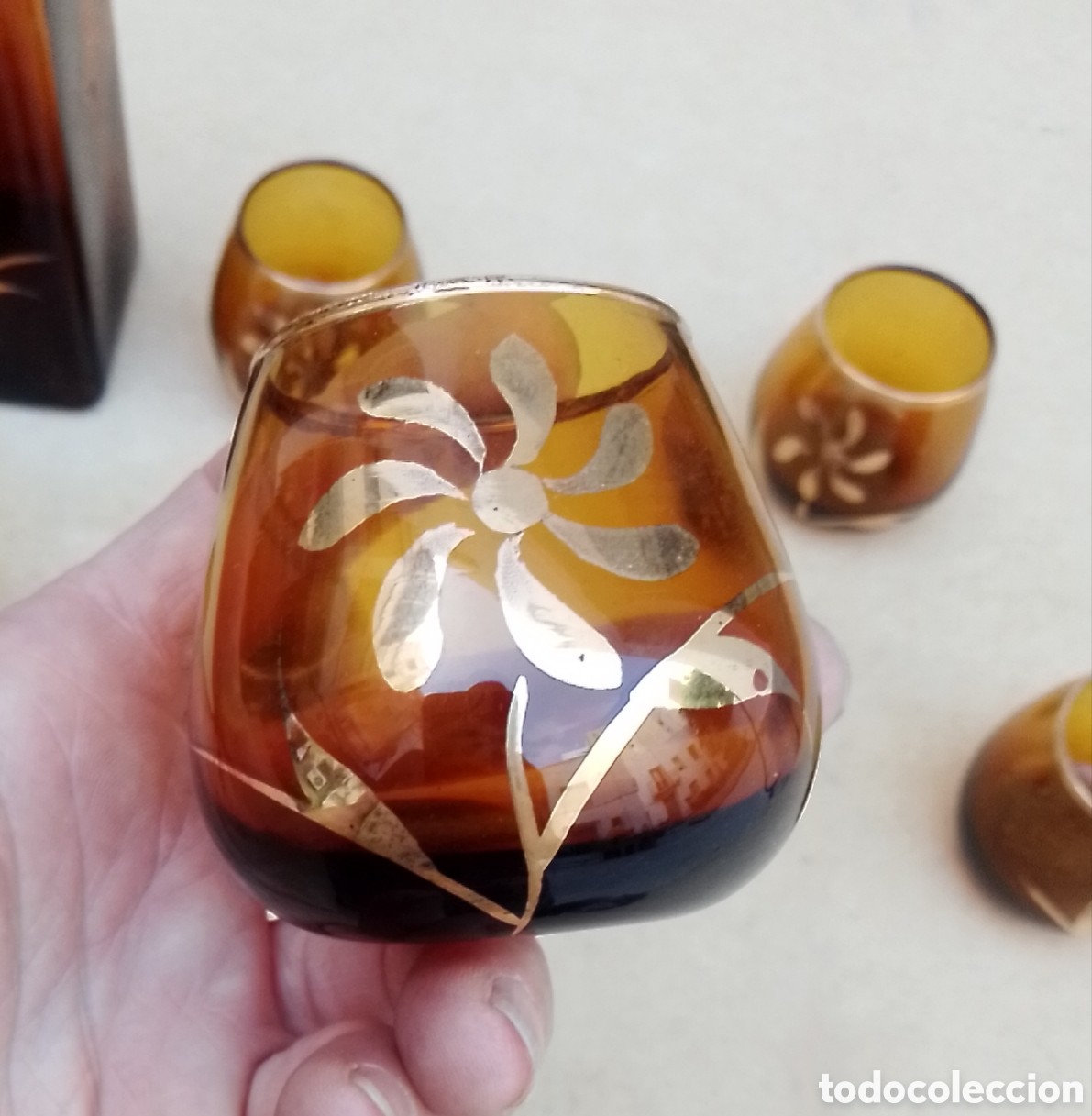 Vintage: Juego botella y vasos co&ntilde;ac - Foto 3