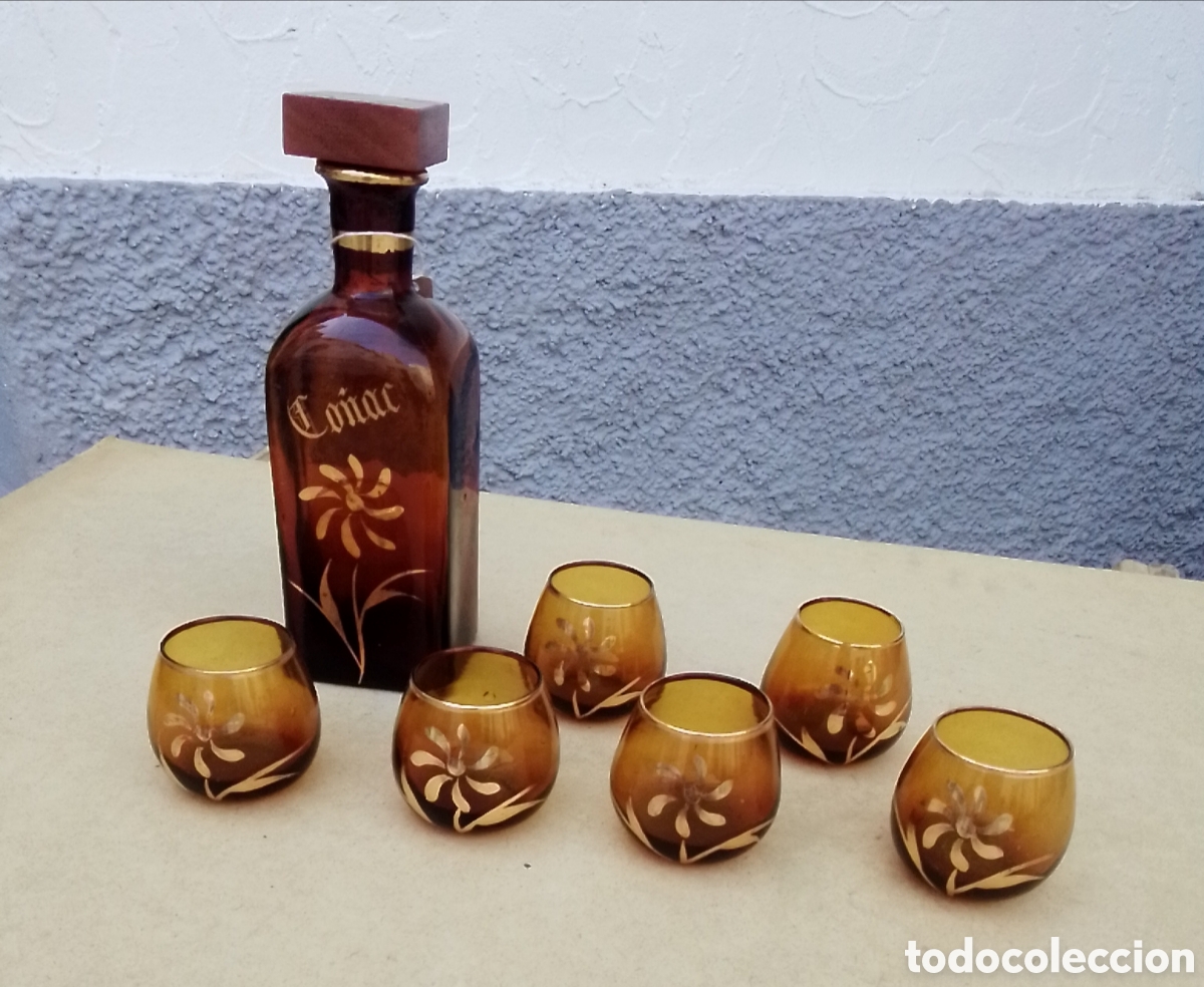 Vintage: Juego botella y vasos co&ntilde;ac